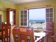 Living room with sea views